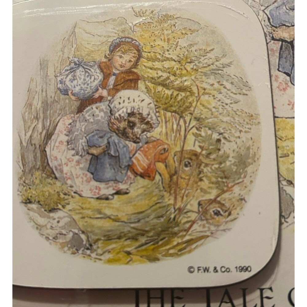 1990 NOS Beatrix Potter Mrs. Tiggy-Winkle Placemat Coaster Set Frederick Warne - Picture 4 of 7